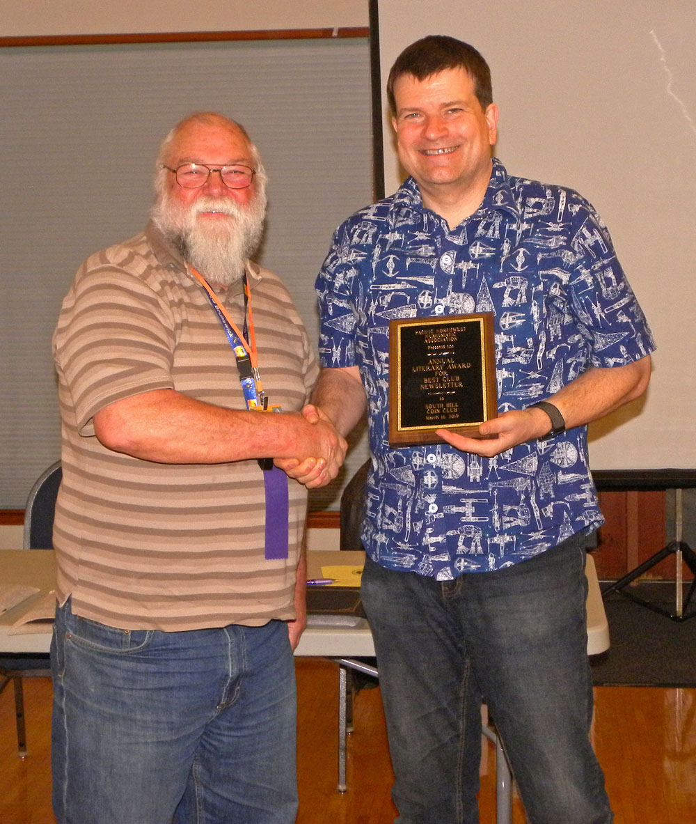 Rick Schulz/South Hill Coin Club - 2019 literary award for club newsletter