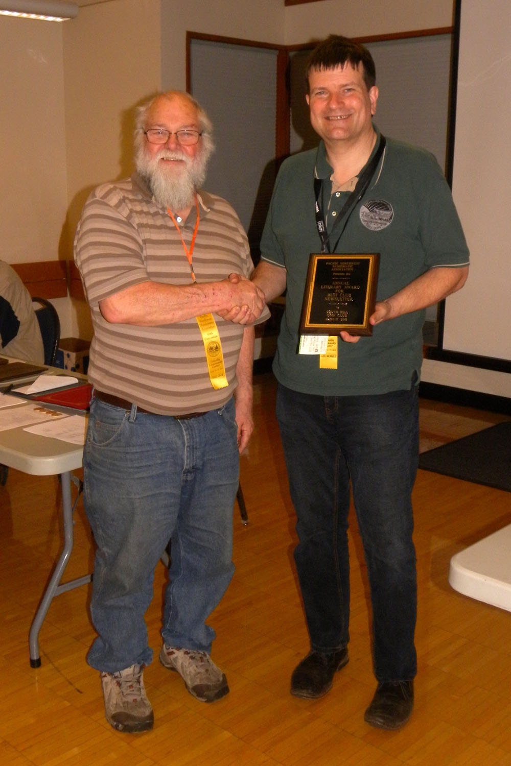 Rick Schulz/South Hill Coin Club - 2018 literary award for club newsletter